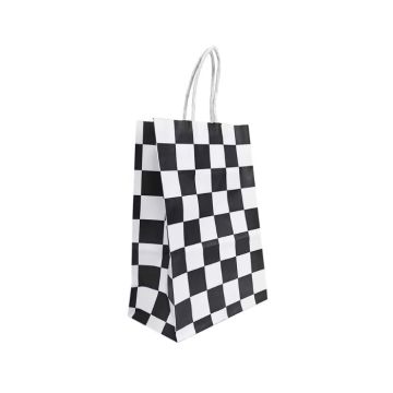 Cadeautasjes Race Zwart-Wit Geruit (6st) – Perfect voor kinderfeestjes!