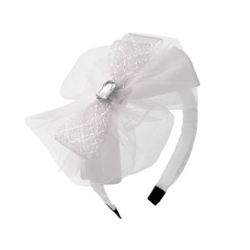 Diadeem Tule Strik Wit