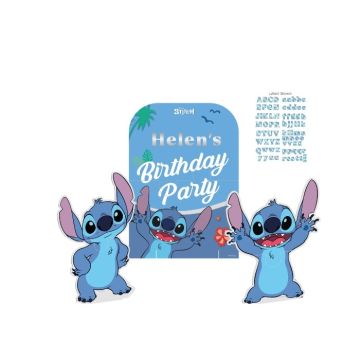 Personaliseerbaar bord met stickers en figuurtjes Stitch
