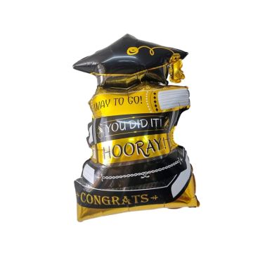 Folieballon Geslaagd Hoedje & Boeken (58x83cm)