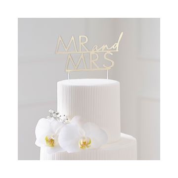 Taarttopper Mr & Mrs Acryl Goud Ginger Ray