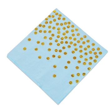 Servetten Dots Blauw/Goud (20st)