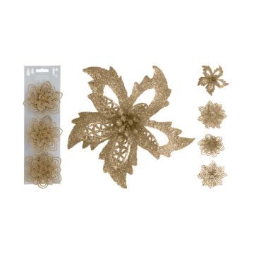 Bloem op clip Glitter Champagne (3st) 