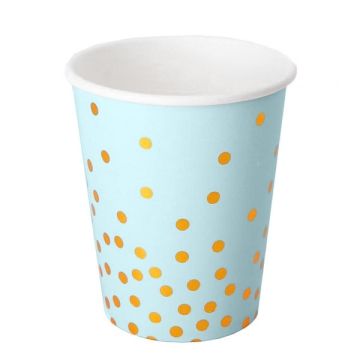 Bekers 'Gold Dots' Pastel Blauw - 10st
