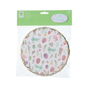 Schattige Paasbordjes met Bloemenrand - 18 cm (6 stuks)