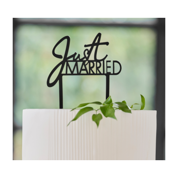 Taarttopper Just Married Acryl Zwart Ginger Ray 