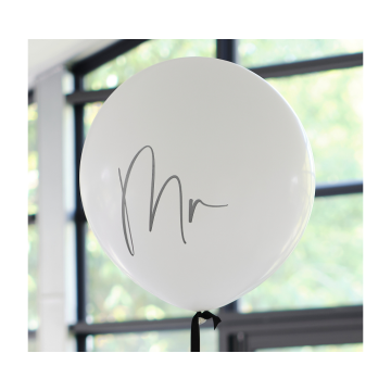 Mr Ballon XL Wit & Zwart Ginger Ray 