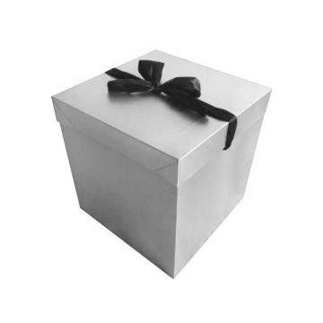 Cadeaudoos Zilver + Zwarte Strik - 15cm