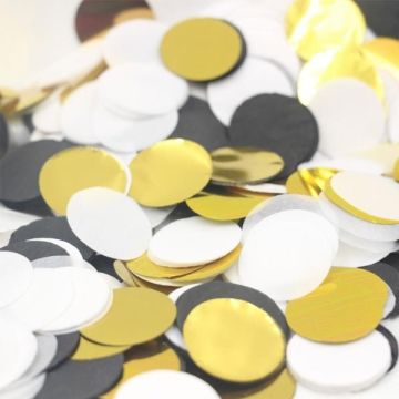 Zijdevloei Confetti Zwart/Goud/Wit (15g)