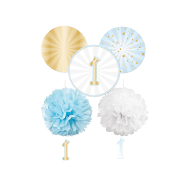 Decoratie Kit 1st Birthday Blauw (5st) 