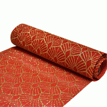 Decoratiestof Leaf Rood & Goud 