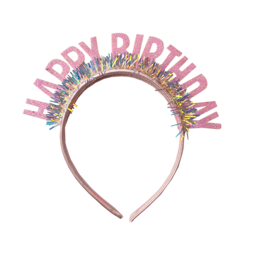 Glitter Diadeem Happy Birthday Roze