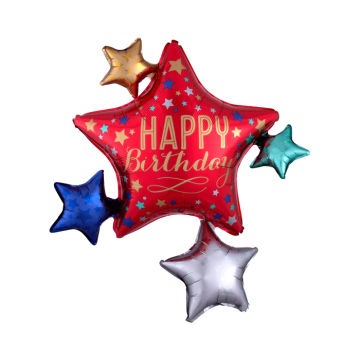 Folieballon Happy Birthday Stars (81x88cm) 