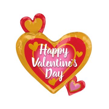 Folieballon Hart Happy Valentine's Day Pink & Red 