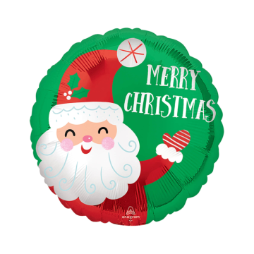 Folieballon Merry Christmas Kerstman - 45cm 