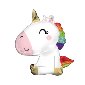 Folieballon Zittende Unicorn (68x73cm) 