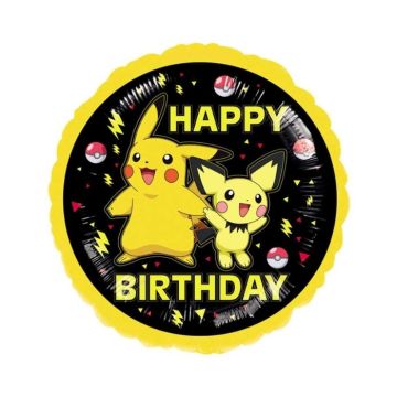 Folieballon Pokemon Happy Birthday Rond - 43cm