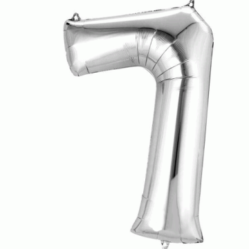 Folieballon 7 Zilver XL