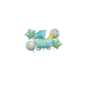 HELIUM Fballon Boeket Baby Boy Kinderwagen (5st)