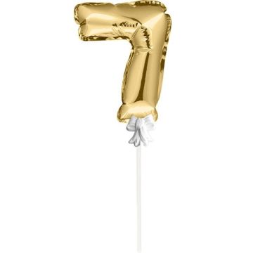 Mini Folieballon Caketopper Goud Cijfer 7