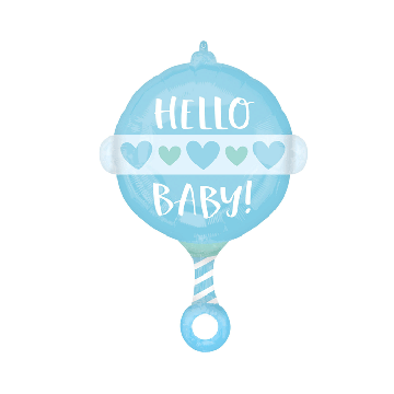 Folieballon Rammelaar Hello Baby! Blauw (43x60cm)