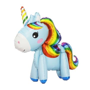 3D Folieballon Unicorn Blauw