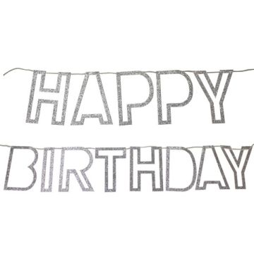 Glitter Slinger Happy Birthday Zilver
