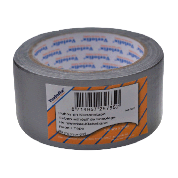 Grijze Klus Reparatie Tape 50mm breed, rol van 25 meter, geschikt voor klussen en hobbyprojecten.