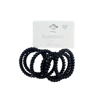Haarelastiekjes Spiraal Zwart (6st) 