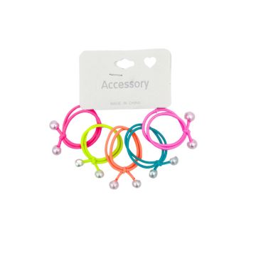 Haarelastiekjes Dubbel Neon met parels (5st) 