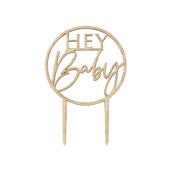 Houten Taarttopper Hey Baby Ginger Ray