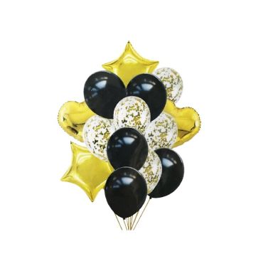 Ballonnentros Set Goud/Zwart (14st) 