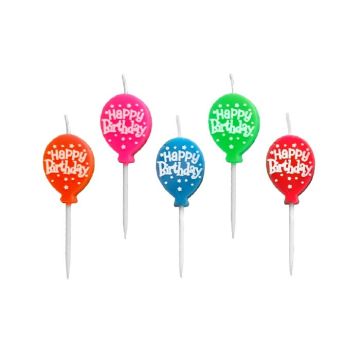 Kaarsjes Ballonnen Happy Birthday (5st)