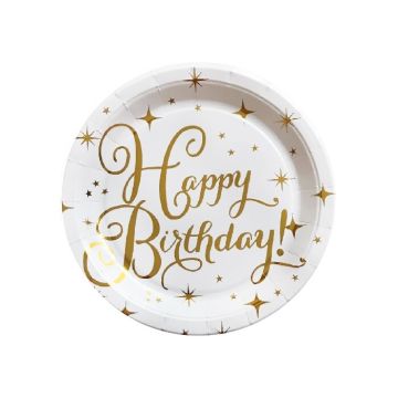 Bordjes Happy Birthday! Wit/Goud 