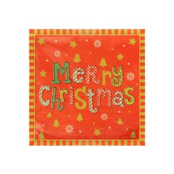 Oranje servetten Kerst Merry Christmas