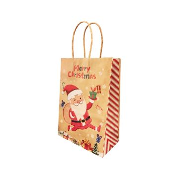 Cadeautasjes Kerstman Bruin - 15 x 8 x 21 cm 