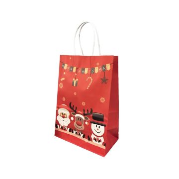 Cadeautasjes Kerstfiguren Rood - 15 x 8 x 21 cm - 6 stuks