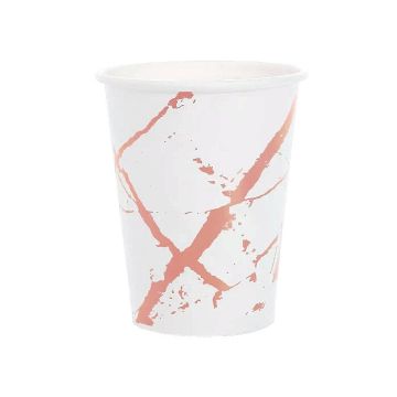 Kartonnen Bekers Marble Roségoud (20st)