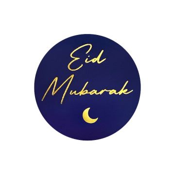 Stickers Eid Mubarak blauw met goud