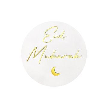 Sticker Eid Mubarak wit met goud