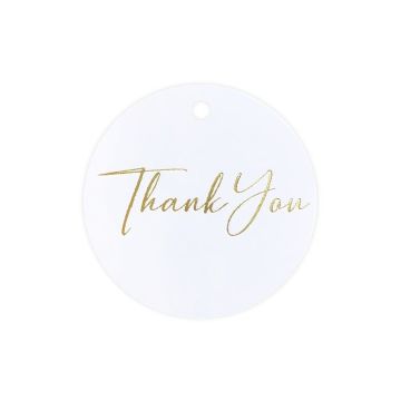 Hangkaartjes Thank You Wit/Goud (12st) 
