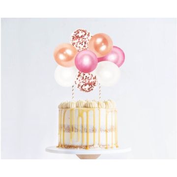 Taarttopper Ballonnen Roze/Roségoud