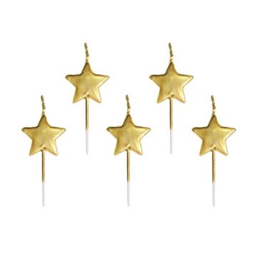 Kaarsjes Sterren Goud (5st)