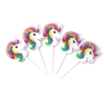Kaarsjes Unicorn (5st)