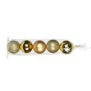 Kerstballen Goud - 80mm - 5 stuks