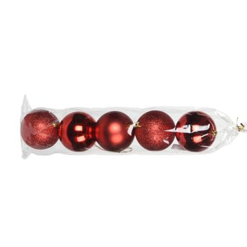 Kerstballen Rood - 80mm - 5 stuks