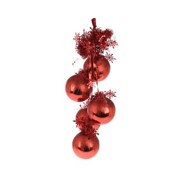 Kerstballen Tros Rood - 10 cm