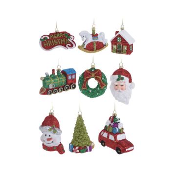Hangdeco Kerstfiguur - 9cm - 9 stuks