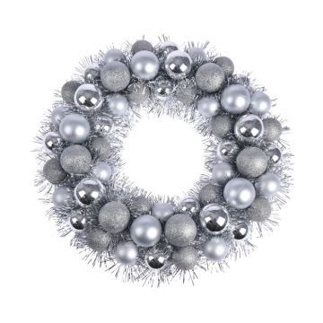 Kerstkrans Zilver met ballen - 39 cm 
