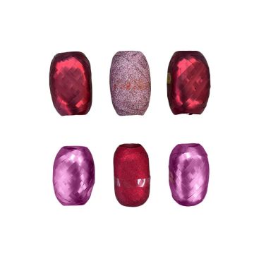 Krullint Bollen Metallic Rood & Roze (6st)